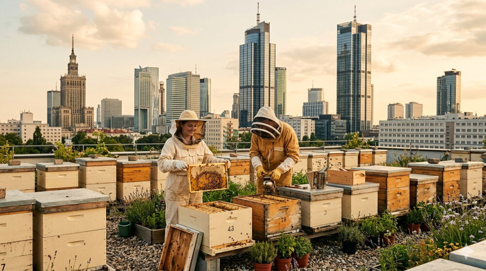 pasieka miejska na dachu budynku w Polsce – pszczoły miodne w przestrzeni miejskiej